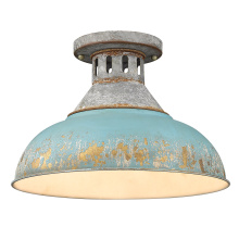 Golden 0865-SF AGV-TEAL - Golden Lighting Kinsley 1-light Semi-Flush Mount in Antique Teal shade